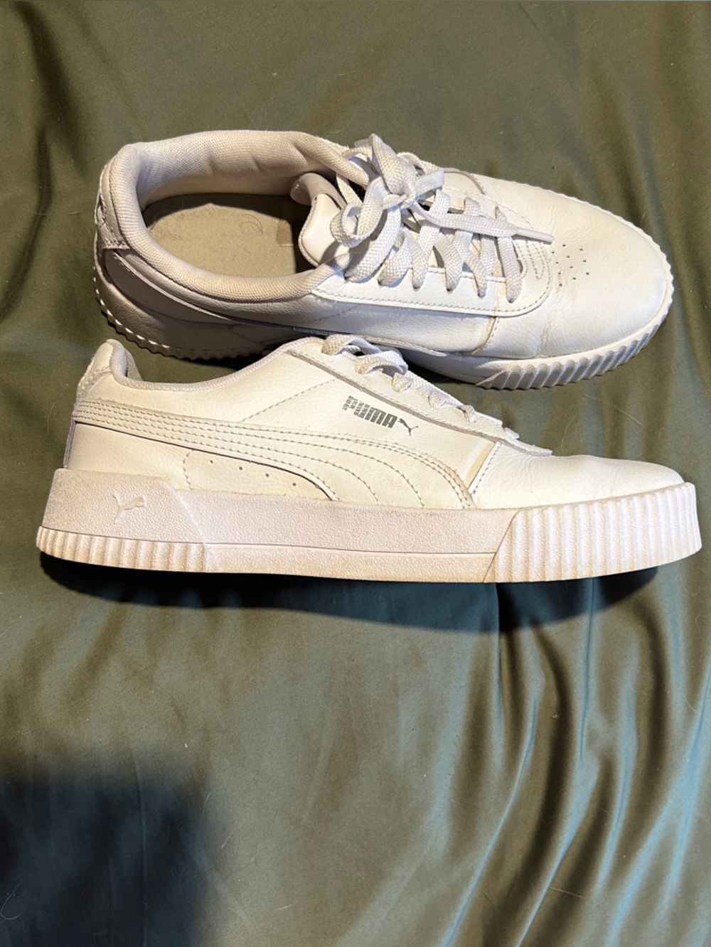 Puma Cream Platform Sneakers with Tonal Trim